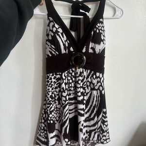 Chic Brown and White Halter Top